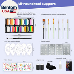 120G Large Capacity Face Painting Kit for Kids – 12 X 10G Non Toxic Water Activa