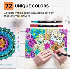 72 Colors Art Paint Markers, Dual Tip Acrylic Paint Pens with Brush Tip & Fi