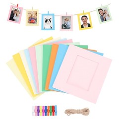 10pcs 1.8 x 2.4″ 10 Color Paper Photo Frame Display Banner with Clips and String