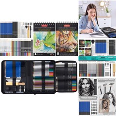 80-Piece Professional Art Sketching Set Watercolor Charcoal Pencils for Artists