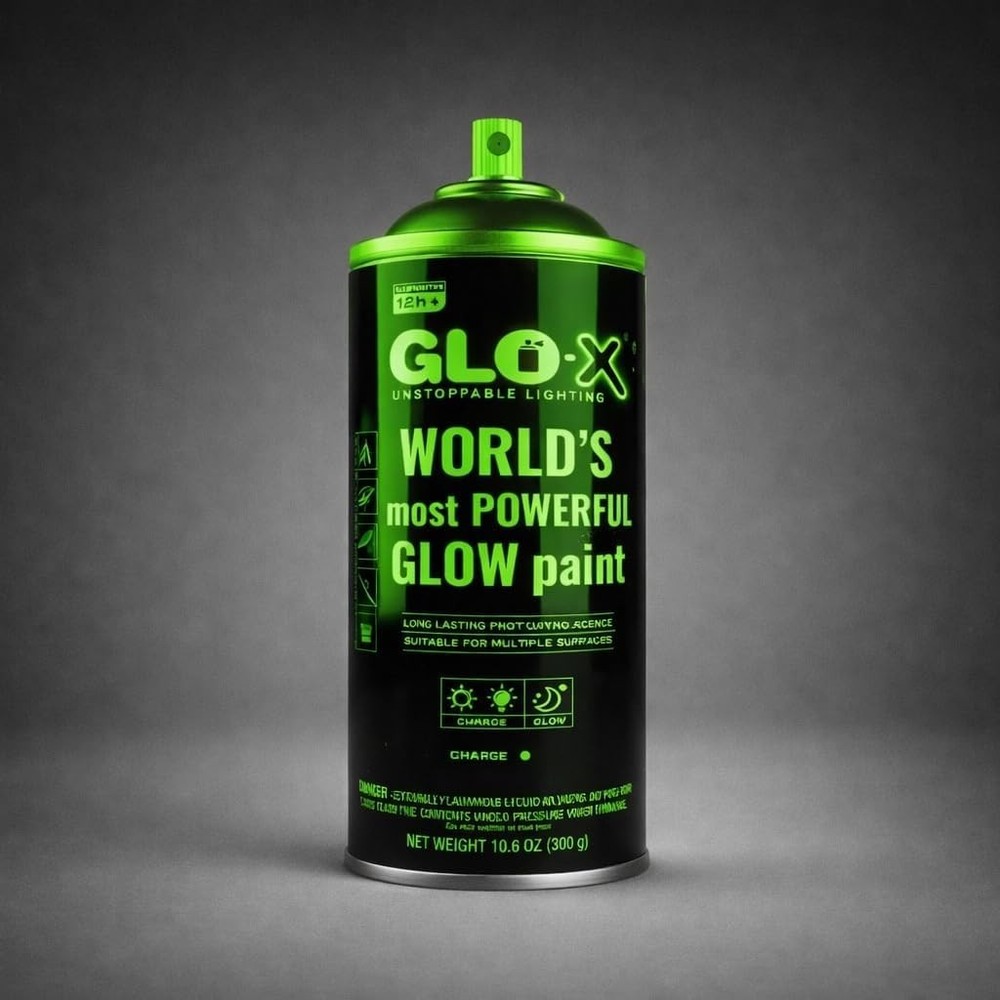 Glow in Dark Spray Paint Green Acrylic 12hr Glow Metal Plastic Fabric
