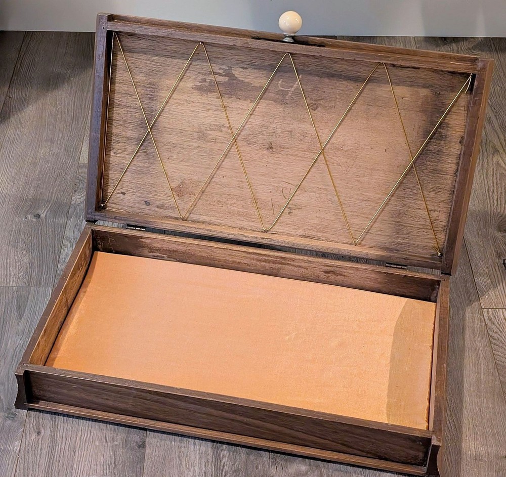 HARD TO FIND Vintage Handmade Wood Artist Supplies Storage Box