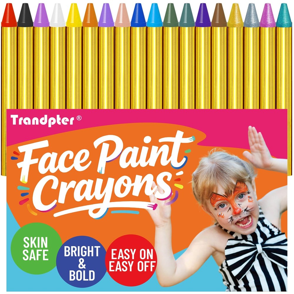 Face Paint Crayons for Kids – 18pcs Non-Toxic, Washable 18 Vibrants Colors