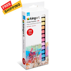 KINGART Pastels Studio Colored Square Chalk 24 1 Count (Pack of 24), Multi
