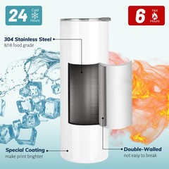 Joyclub 12 Pack Sublimation Tumblers 20 oz Bulk Blank Tumblers Skinny Straigh…