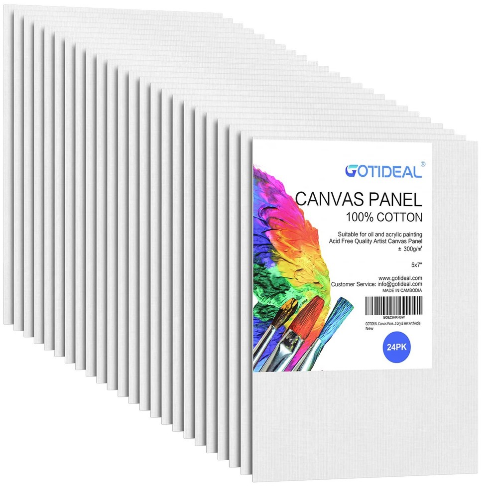 24 Pack 5×7 Inch Mini Canvas Boards for Oil Painting Watercolor Acrylic Paint