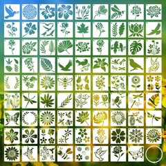 80 Pcs Small Nature Stencils for Painting on Rocks & Wood Slices, 3×3 Inch Re…