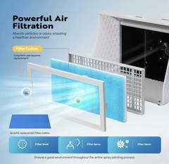 Vivohome Dual Fans Airbrush Paint Spray Booth With 4 LED Lights Turn Table