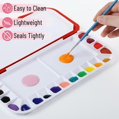 Mr. Pen- Airtight Watercolor Palette with Lid, 18 Wells & 2 1 Pack, Red