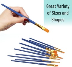 Acrylic Paint Brushes Set, 10 Pack, Round & Pointed Tip | Nylon Hair Artist B…