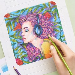 ARTEZA Adult Coloring Book, Portrait Illustrations, 30 Sheets, 10×11.5 Inches, D