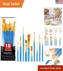 Acrylic Paint Brush Set, 1 Packs / 10 pcs Watercolor Brushes Painting Brush N…