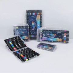24/48/72/96 Colors Dual Brush Tip Glitter Art Markers Metallic Paint Marker Pens