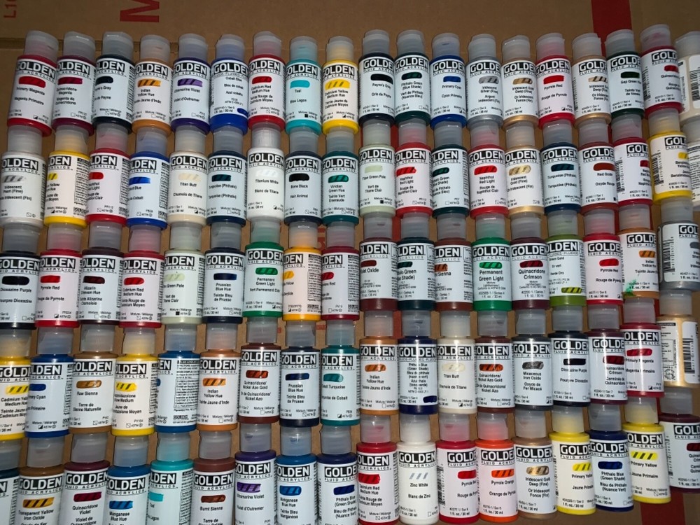 Golden Fluid acrylic colors paint ( lot of 100)1oz