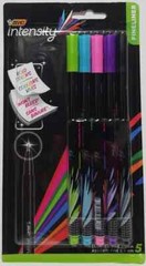 Bic Intensity Fineliner Porous Point 5 Pack Assorted (LOC PEG 3LP)