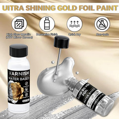 Liquid Silver Leaf Paint Kit, Water-Based Metallic Silver Acrylic Paint with Glo