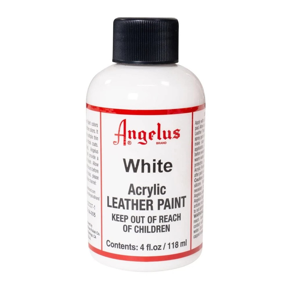 Angelus Acrylic Leather Paint White 4 Oz Water Based Non Peel Non Crack