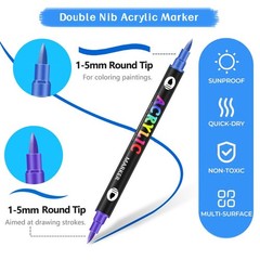 48 Colors Acrylic Paint Markers Dual Tip Dual Color Drawing Pen Rock Ceramic
