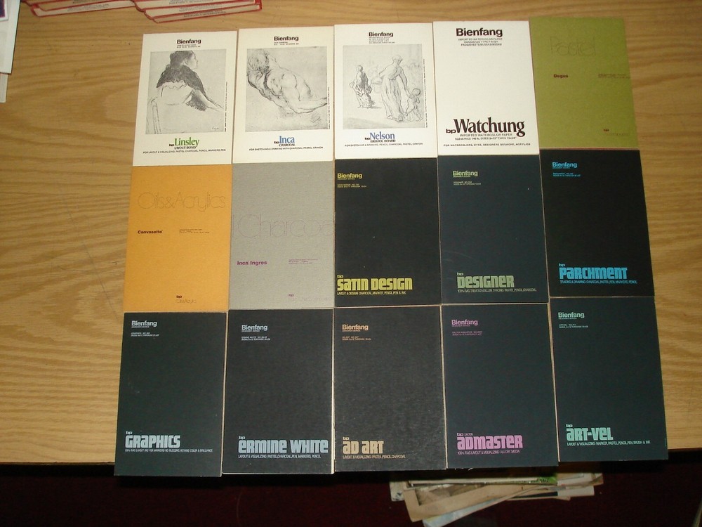 Bienfang Paper lot of 15 vintage sample booklets Various styles/rag/layout/rare