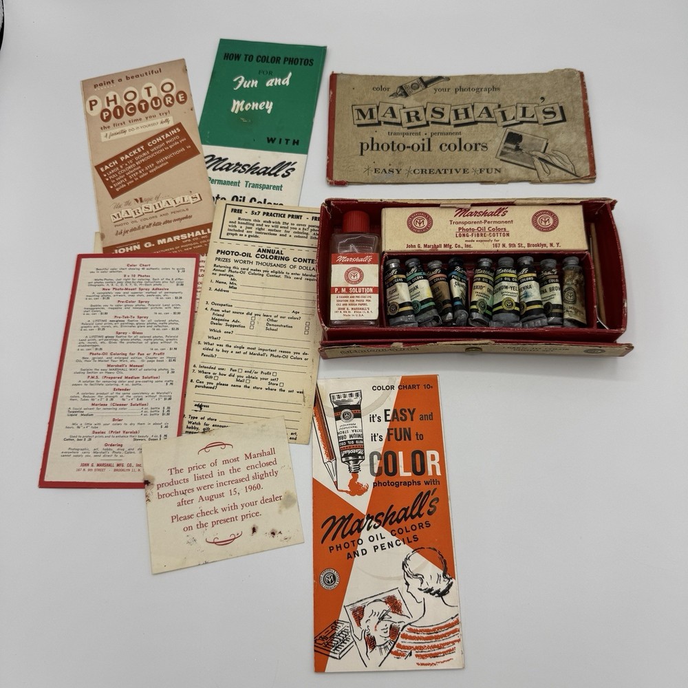 Vintage Marshalls Photo Oil Colors Movie Prop / Display With Paperwork 60s
