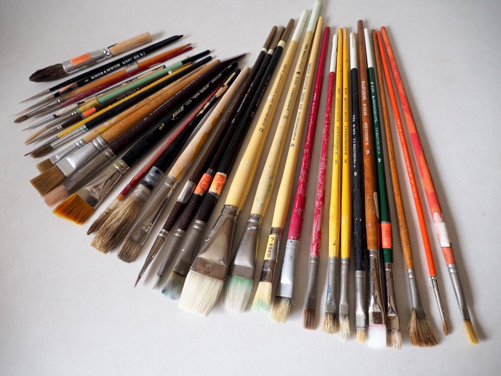 Vintage Artist Paint Brushes Lot M. Grumbacher NY Simmons White Sable Quill Sign