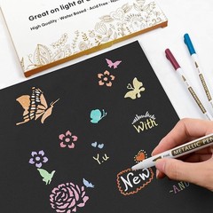 30 Assorted Fine Tip Metallic Markers – 24 Colors & Stencils for Craft Mastery