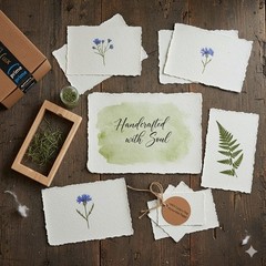 Recycled Handmde Cotton Rag Paper with Deckle Edge – Pack of 90 – Sample Pack