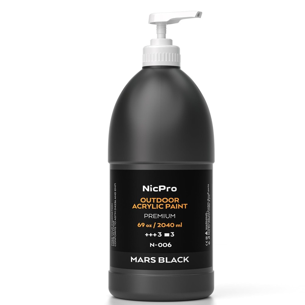 Black Large Outdoor Acrylic Paint Set (69 oz, 2040 ml) Rich Art Painting Supplie