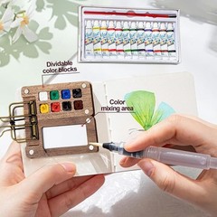 Pocket Artist Watercolour Mini Wooden Paint Set Travel Gift for Artists Students