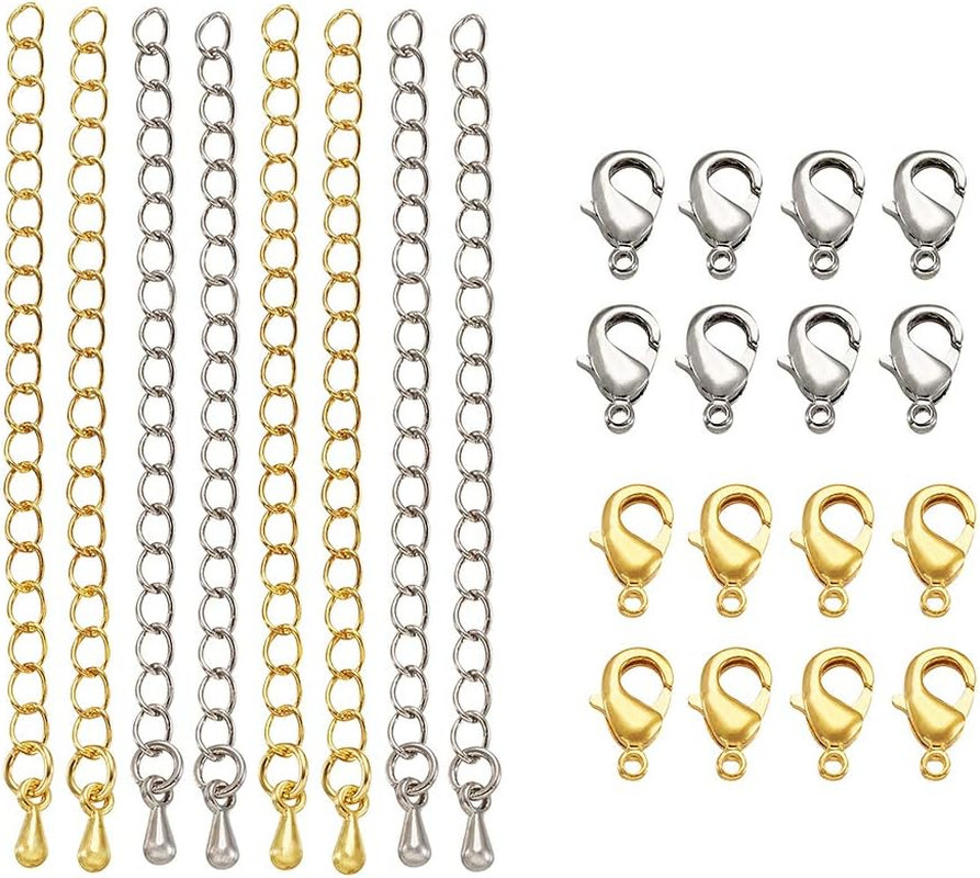 50Pcs Twist Extenders Chains 2.55-2.75 Inch Removable Chain Extension Tails Mixe