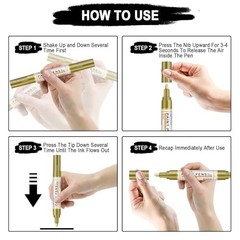Oil Based Paint Markers, Dual Tip Paint Pens(0.7mm & 3mm), Gold 2Gold2Silver