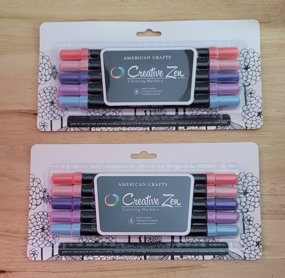 American Crafts CREATIVE ZEN PASTEL COLORING MARKERS PENS #374275 Lot of 2