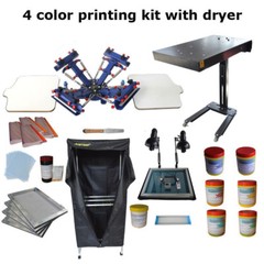 4 Color 2 Station Screen Printing Kit Micro-registration Printer / Flash Dryer
