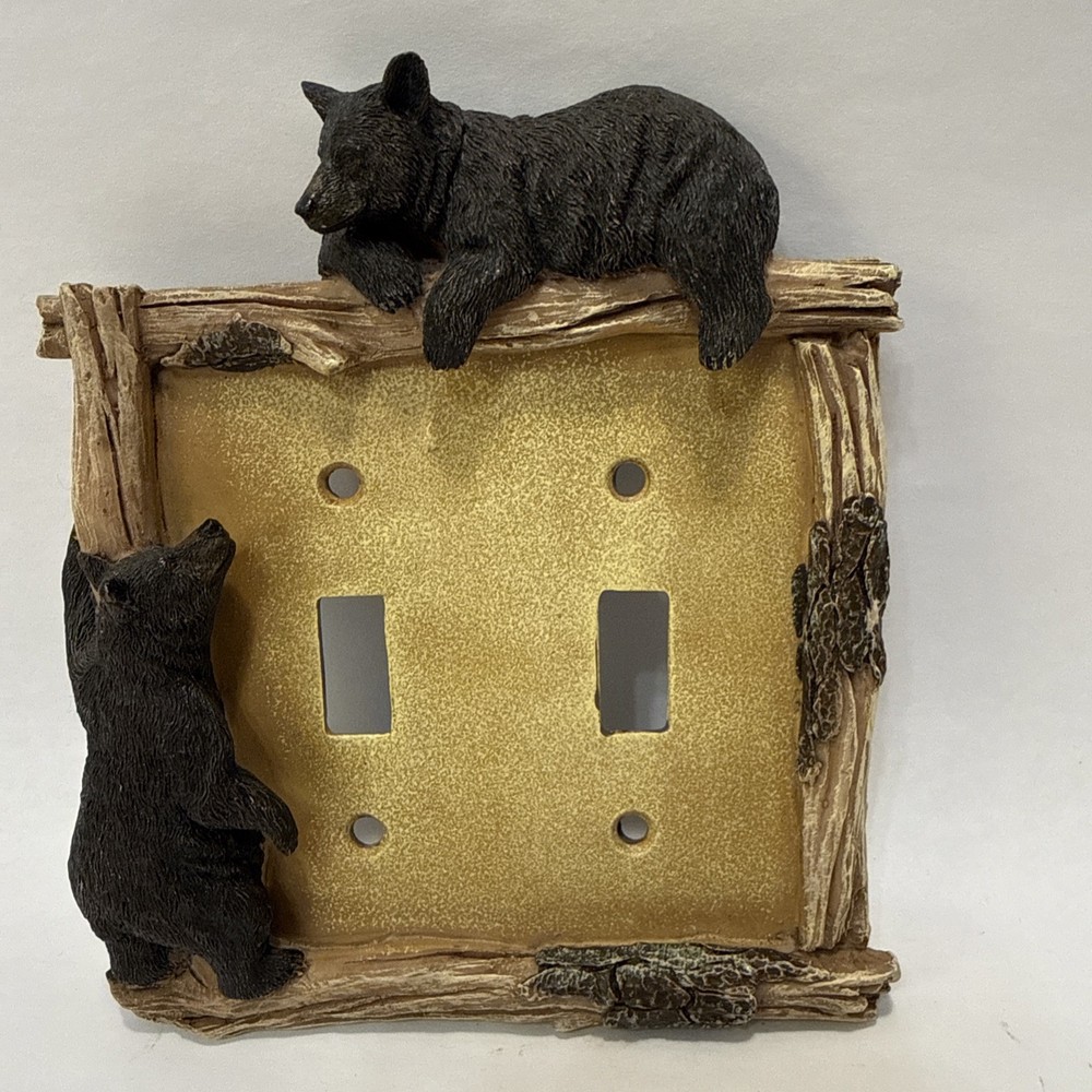 Bear Double Light Switch Plate Cover