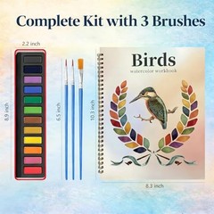 LAOBUSEI Watercolor Workbook, Large 10.3×8.3” Beginner Friendly NEW-Birds