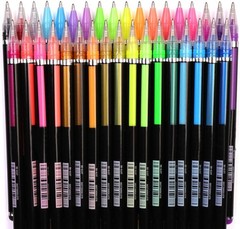 48 Packs Glitter Metallic Gel Pen Set Coloring Neon Pens Set for Adult Coloring