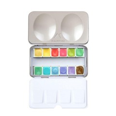 Academy Grade HalfPan Solid Watercolor Paint Set Iron Case 12 PCS Pink