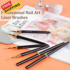 7PCS Metallic Nail Art Brushes Set, 7/9/11/15/25mm Liner Brush For Black