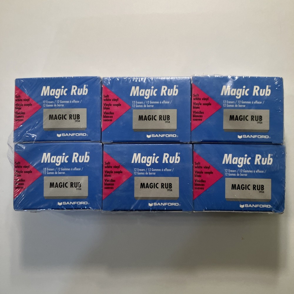 SANFORD MAGIC RUB ERASERS 1954 6 BOXES OF 12 Non-Smudge Non-Abrasive