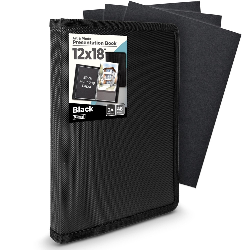 Dunwell Large Art Portfolio 12×18 Black – Portfolio Folder for Artwork