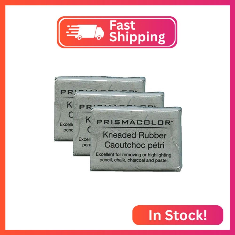 PRISMACOLOR Design Eraser, 1224 Kneaded Rubber Eraser, Grey (70531) (3 Pack)