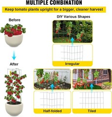 VEVOR Tomato Cages, 11.8″ x 11.8″ x 46.1″, 10 Packs Square Plant Support Cages,