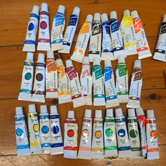 Set of Acrylic, Oil, Water Colors in 12mL – Mixed New/Unopened & Mostly Used