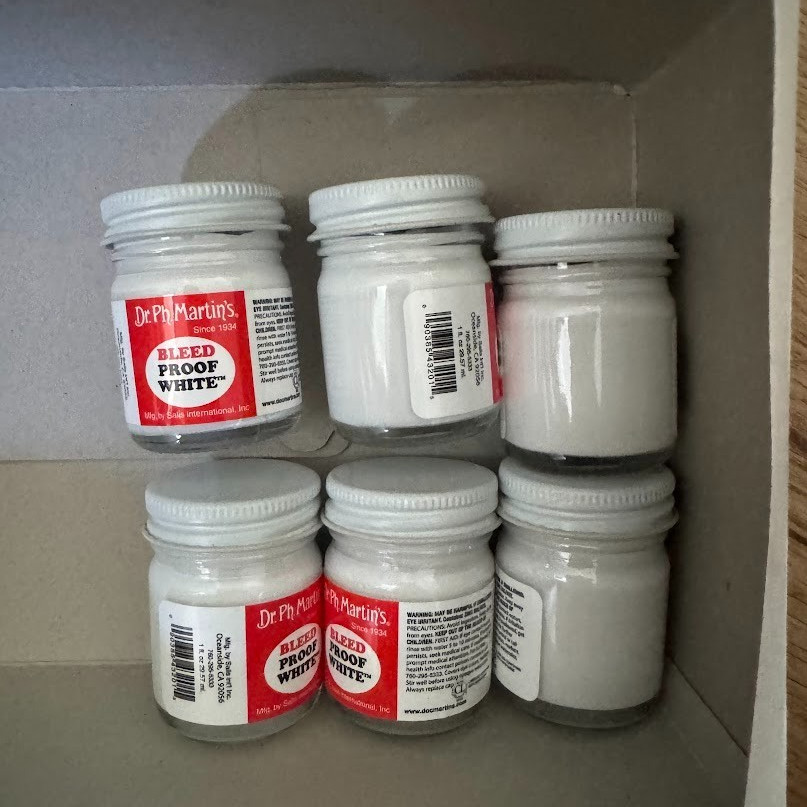 Lot of 6 Dr. Ph. Martin’s Bleed Proof White Fine Art Paint, 1.0 oz, White