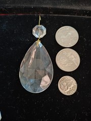 13pc – Art.1501 (1202-50mm) 2″ Teardrop faceted clear crystals w/14mm brass pins