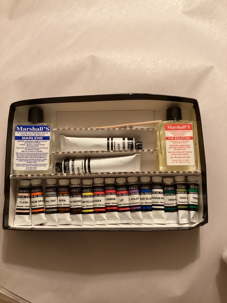 Vtg Marshalls Photo Coloring System Hobby Oil set 15 colors