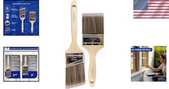 Paint Brushes Pro-Grade 2pc Synthetic Bristle Wood Handle Acrylic Oil Latex Set