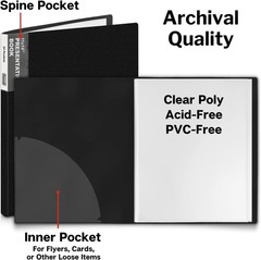 Dunwell 11×14 Binder with Sleeves (Black), 24 Pockets Display 48 11×14, Black