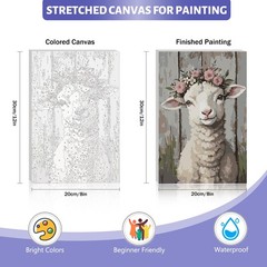 Framed Paint by Numbers Kit for Adults Beginner & Kids Ages 8-12, Lamb Paint by