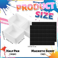 150Pcs Watercolor Half Pans with Magnets Empty Artist Paint Pan Kits for Drawing